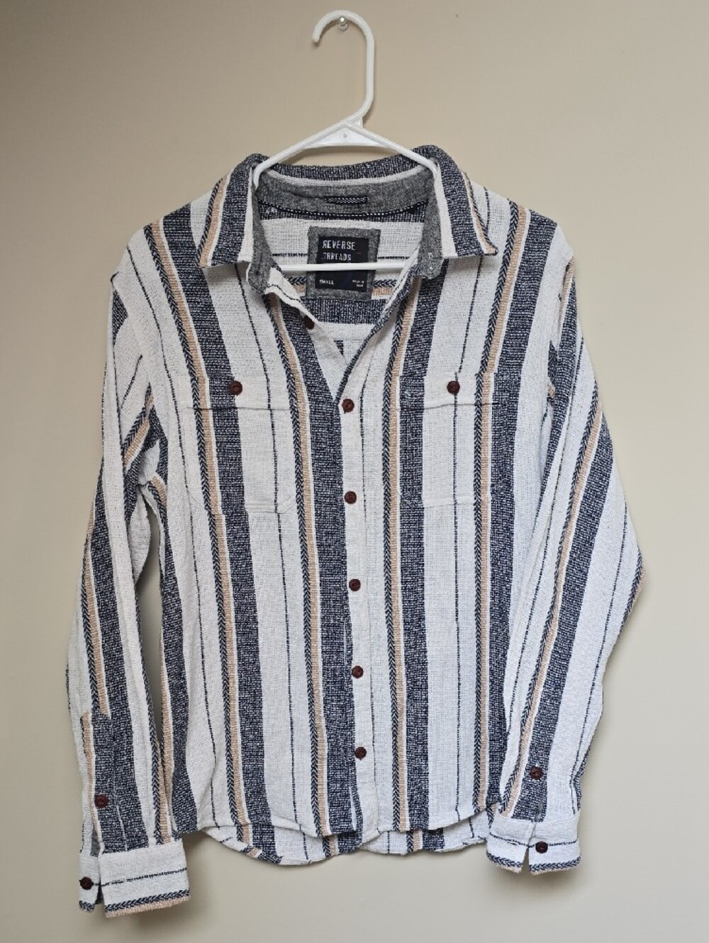Reverse Threads Men's Navy & White Striped Button-Up Shirt